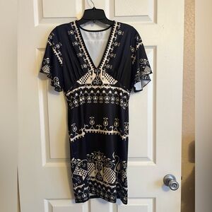 Black and Cream Patterned Dress